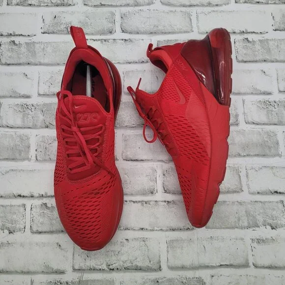 Nike Air Max 270 GS Triple Red University Running Shoes Men's size 13 - Picture 1 of 10